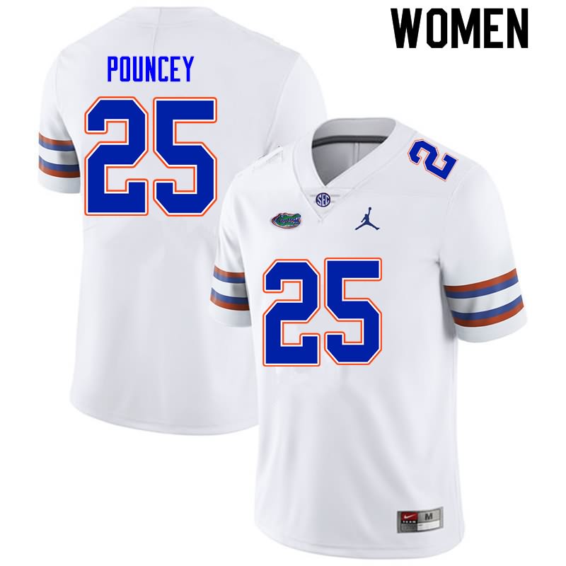 NCAA Florida Gators Ethan Pouncey Women's #25 Nike White Stitched Authentic College Football Jersey IJN5264LC